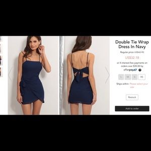 Lucy in the Sky- Double Tie Warp Dress in Navy XS